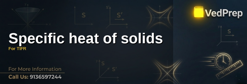 A detailed diagram illustrating the concept of specific heat of solids with molecular energy distribution and temperature change