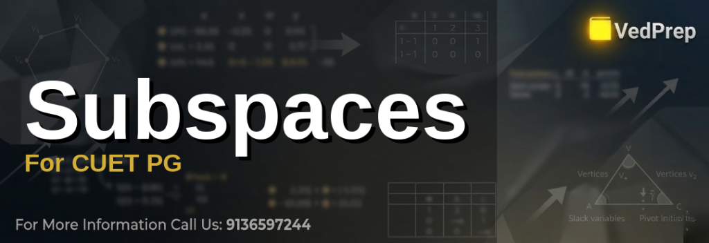 A geometric visualization of subspaces within a 3D vector space, demonstrating how subspaces in CUET PG form planes and lines within larger vector spaces