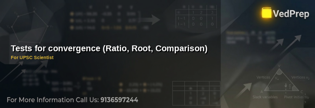 A detailed infographic explaining ratio root comparison tests for series convergence with mathematical formulas and visual aids