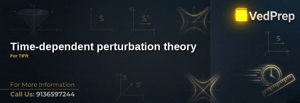Diagram illustrating time-dependent perturbation theory in quantum mechanics with energy levels and transition probabilities