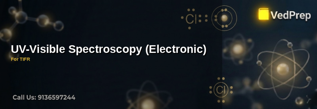 A scientist analyzing UV-Visible Spectroscopy data to study electronic transitions in molecules for TIFR exam preparation