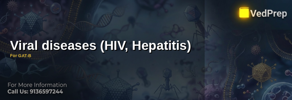 Illustration of Viral diseases including HIV and Hepatitis viruses for GAT-B exam preparation
